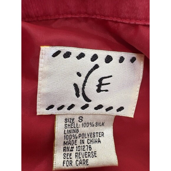 ICE Women's 100% Silk Bright Hot Red Wrap Lined Blouse Long Sleeve Size 8 - Picture 2 of 7